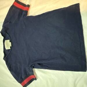 Gucci Kids Short Sleeve Tee in Navy with Red Stripes